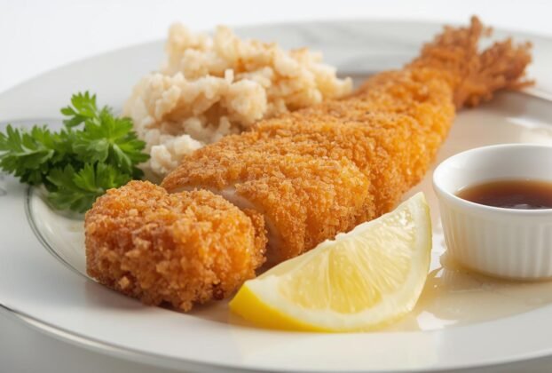 Isca de peixe empanada